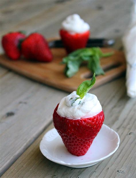 Strawberries Stuffed With Basil Whipped Cream Rachel Cooks®