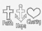 Faith Hope Charity Virtues Coloring Theological Symbol Pages Virtue Catholic Teaching Kids School Crafts Sheets Christian Colouring Sunday Cool Matching sketch template
