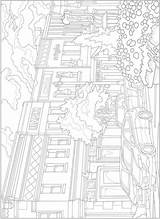 Coloring Pages Dover Publications Welcome Visit Adult Sights Ch Cb City sketch template