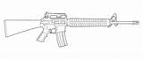Rifle M4 Lineart Tattoos sketch template