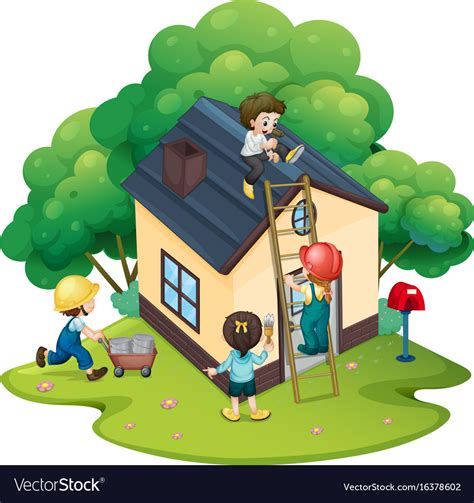 people building house  royalty  vector image