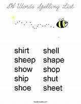 Coloring Sh Spelling Words List Cursive Built California Usa sketch template