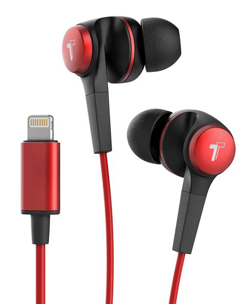 wired earphones  iphone headphone apple certified  ear lightning earbuds red  encased