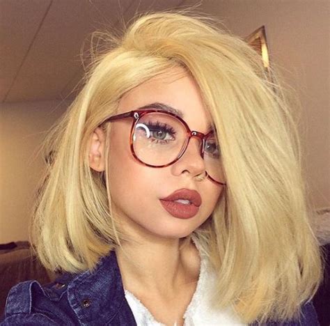 makeup with glasses cute blonde hair hair beauty hair