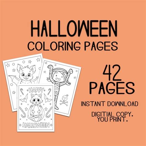 halloween coloring pages digital   coloring etsy