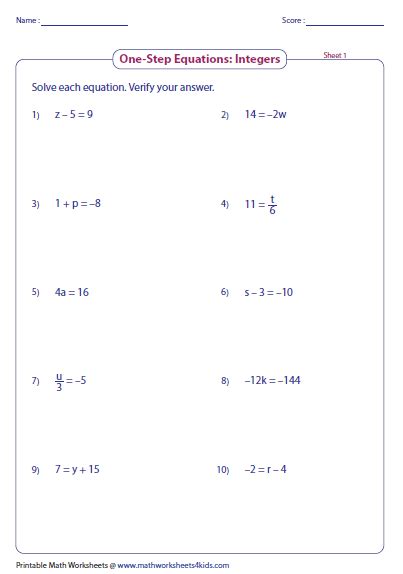 solving  step equations addition  subtraction worksheet answers