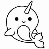 Narwhal Coloring Pages Cute Kids sketch template