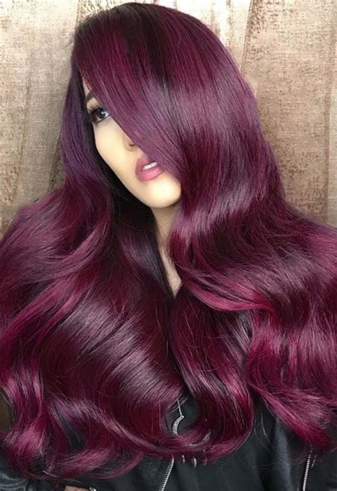 Long Wavy Red Plum Hair Colors