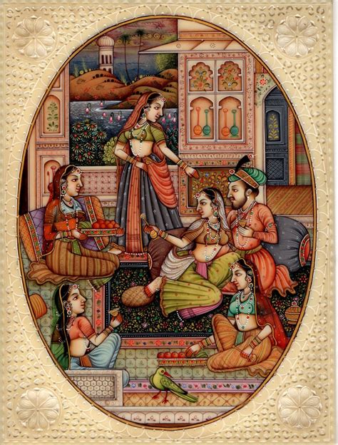 Mogul Indian Miniature Painting Handmade Watercolor Mughal