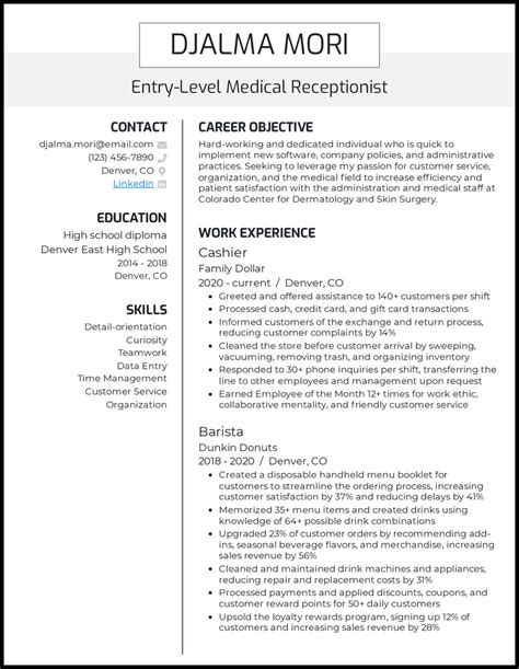 medical secretary resume