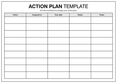 blank action plan template