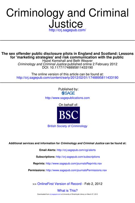 Pdf The Sex Offender Public Disclosure Pilots In England