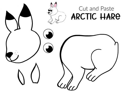 printable arctic hare craft  kids  template