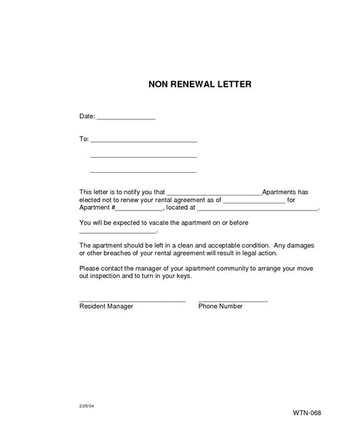 nonrenewal  lease letter  printable documents
