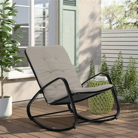 Captiva Designs Outdoor Rocking Chair Metal Rocking Chair With Cushion
