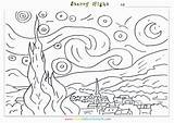Starry Night Coloring Pages Kids Gogh Van Drawing Famous Worksheets Vincent Printable Adults Artists Worksheet Smart Search Sheets Print Getdrawings sketch template