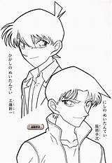 Conan Detective Colorare Shinichi Heiji Personaggi Hattori Kudo Cartone Animato sketch template