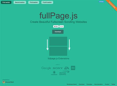 fullpagejs  page scroll sections site plugin zeein
