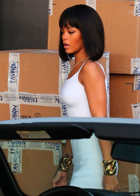 Rihanna In A White Dress At Moncler Store In Beverly Hills February