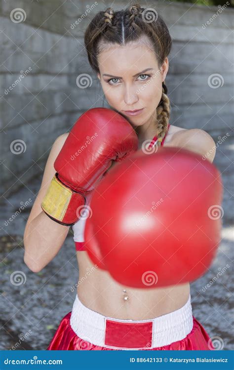 fit woman wearing boxing gloves stock image image of woman healthy