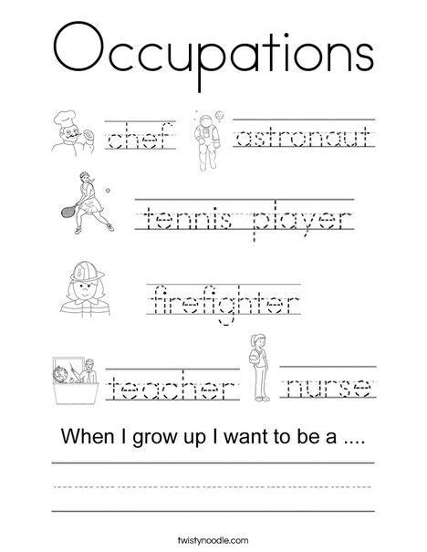 occupations coloring page twisty noodle kindergarten worksheets