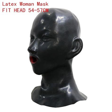 Latex Mask Rubber Unisex Hood With Red Mouth Teeth Lip Facing Sheath