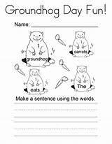Groundhog Coloring Pages Color Fun Words Worksheets Template Sh Noodle Twisty Printable Worksheet Print Twistynoodle Mini Sentence Form Writing Change sketch template