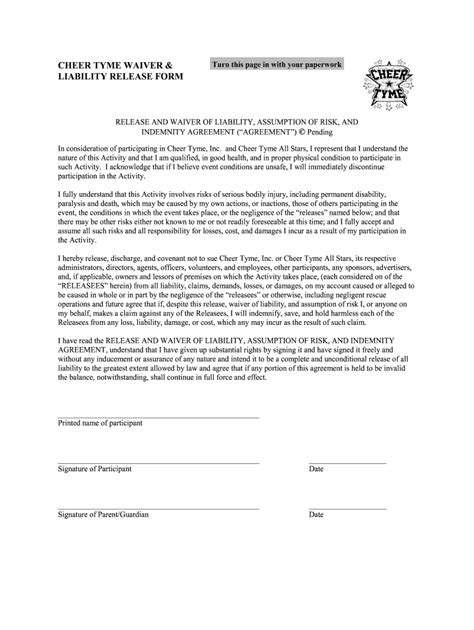 printable liability waiver form printable form templates  letter