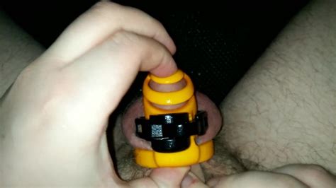 putting on my new 100 secure chastity cage with a prince albert piercing thumbzilla
