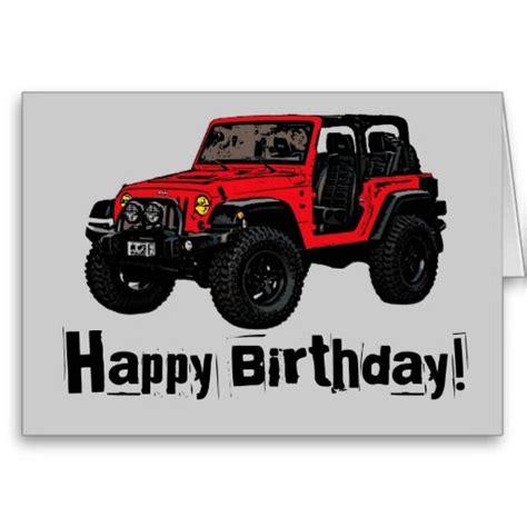 happy birthday red jeep wrangler greeting card     pinterest birthday presents