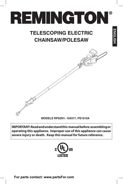 remington pole  chainsaw parts manual manualzz