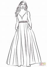 Coloring Pages Dress Gown Ball Printable Girls Fashion Supercoloring Creative Drawing Credit Paper sketch template