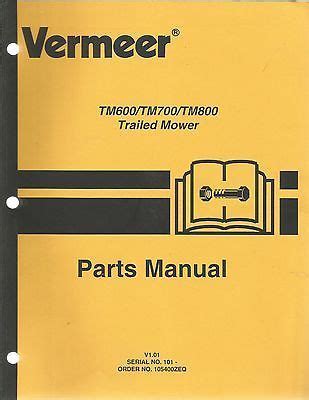 vermeer tmtmtm trailed mower parts manual
