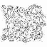 Paisley Coloring Flower Pages Pattern Patterns Colouring Embroidery Pano Folk Popular sketch template