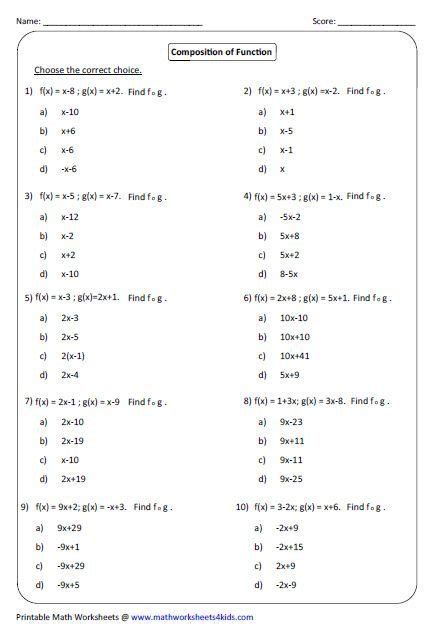 evaluating functions coloring worksheet answer key