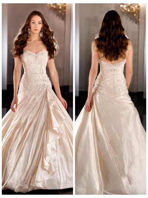 Sweetheart Beaded Bodice Ball Gown Wedding Dress With Ruched Skirt