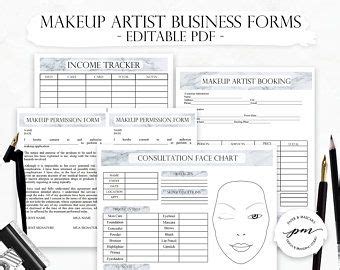 makeup artist business kit makeup artist forms makeup etsy