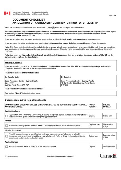 Form Cit0014 Download Fillable Pdf Or Fill Online Document Checklist