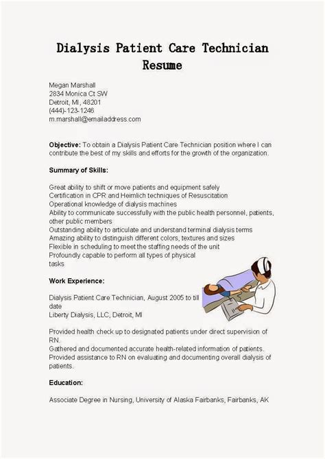 resume samples dialysis patient care technician resume sample