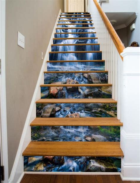 3d river and stones stair risers decoration photo mural vinyl decal