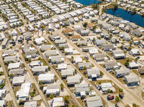 aerial drone photo  mobile home trailer parks  fort myers fl  sustained damage