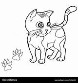 Coloring Cat Pages Paw Print Vector Royalty sketch template