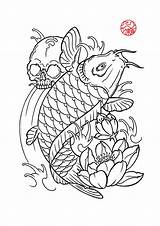 Koi Fish Japanese Outline Drawing Tattoo Outlines Carp Designs Dragon Simple Flower Drawn Drawings Coloring Tattoos Hand Getdrawings Arm Tatoo sketch template