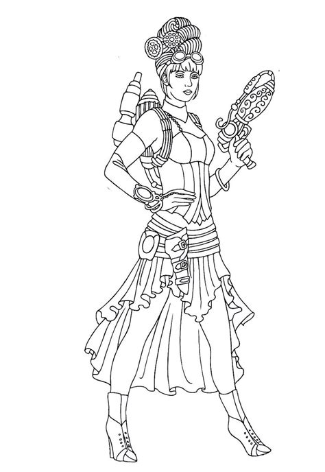 steampunk printable coloring book page easy  medium difficulty