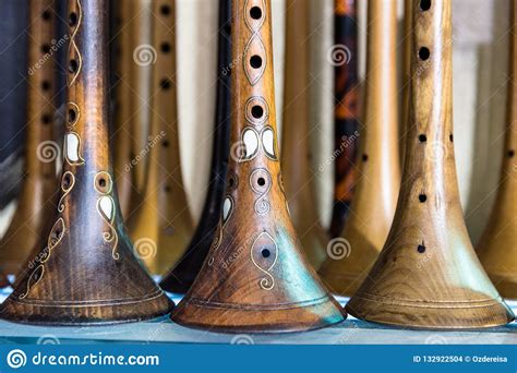 Many Traditional Turkish Wooden Instrument Zurna Stock
