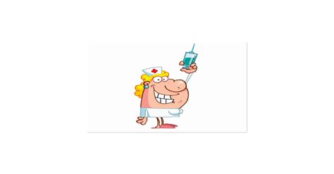 Funny Nurse With A Syringe Cartoon Business Card Zazzle
