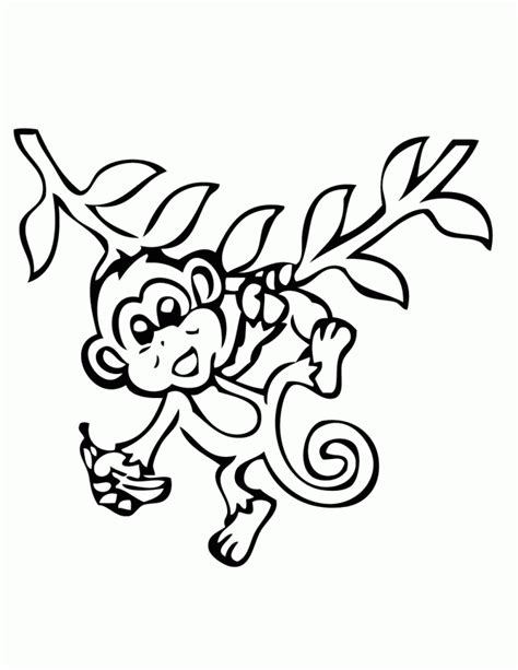 hanging monkey  banana coloring page   coloring pages