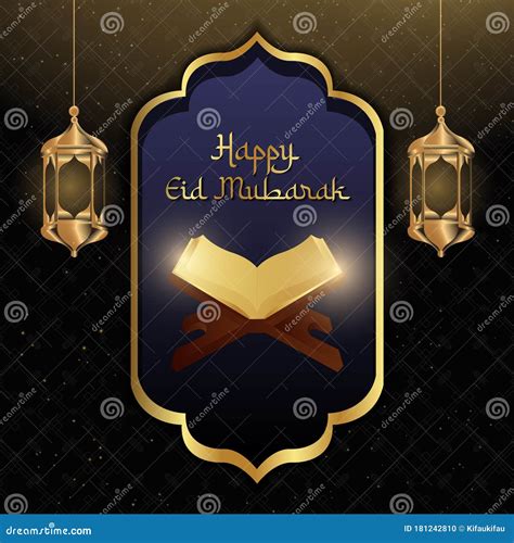 happy eid mubarak background  islamic symbol stock vector