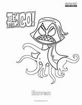 Titans Coloring Teen Go Raven Angry sketch template