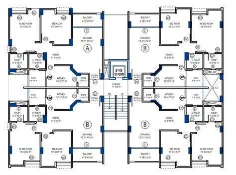 bhk apartment beam layout plan autocad file cadbull